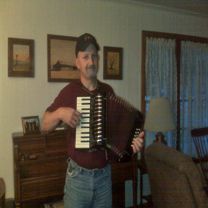 Bruce playing his accordion